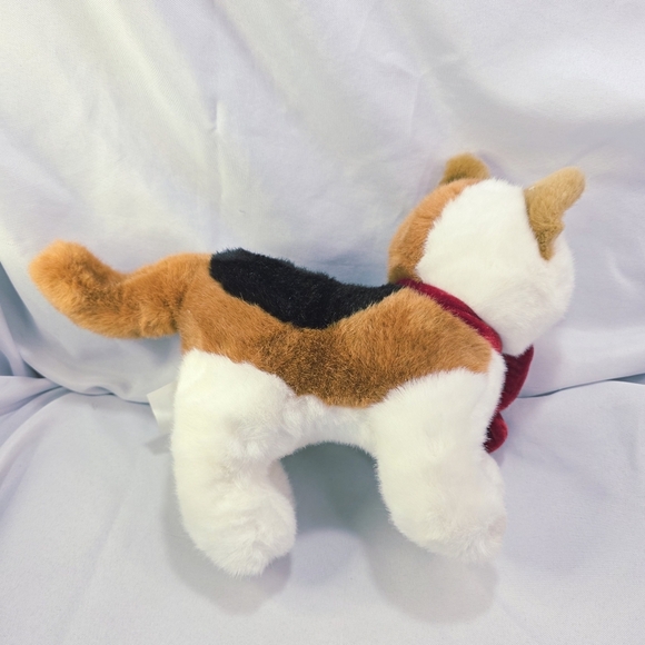 Walmart Calico Cat Plush Stuffed Toy Red Velour Bow Hearts Blue Eyes 9.5 Inch - Picture 6 of 10